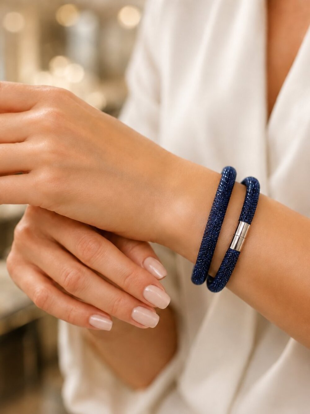 Swarovski Crystal Mesh Necklace/Bracelt – Blue